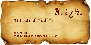Milich Ádám névjegykártya